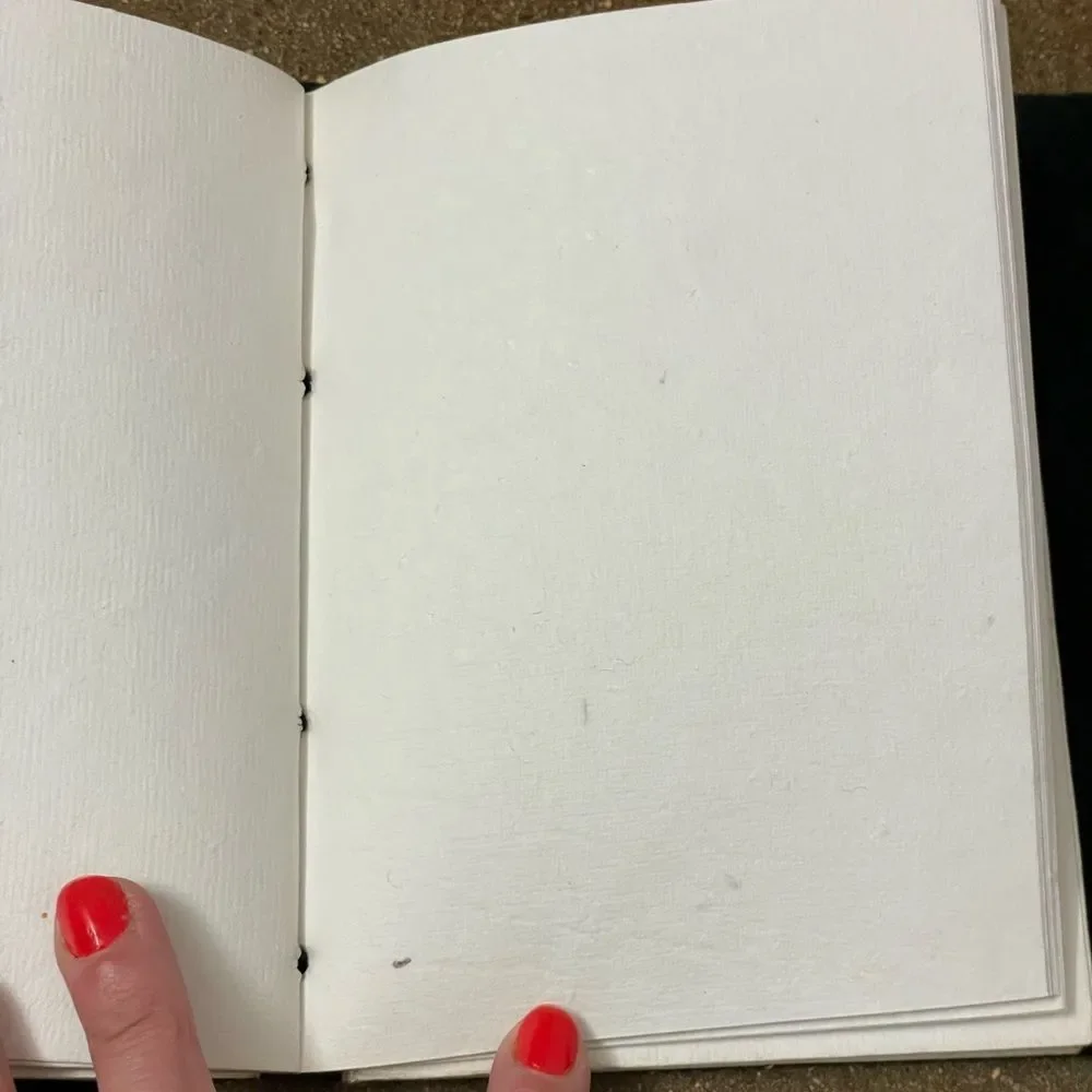 Hand-bound Black Leather Journal with Brass Clasp and Recycled Paper